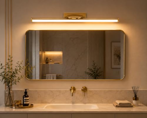 Image of FILLISKA Modern LED Picture /Dressing /Vanity /Bathroom /Mirror Light with 3 Step Light Mode & Adjustable Head (White,Warm White and Neutral White) (20 Watt Champagne Gold-9658)