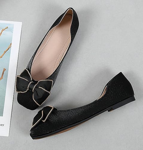 Niction Women's Flats Bowknot Square Toe for Women Mary Janes Ballet Flats Slip On Comfortable Walking and Wedding Dress Shoes3