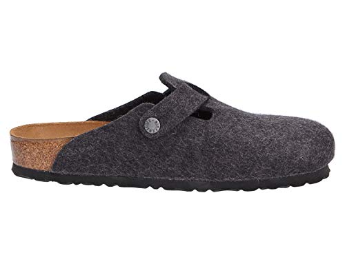 Image of Birkenstock Boston 0160371 Wool Unisex Sandals - Anthracite - 42