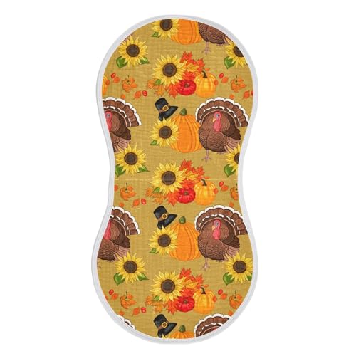 xigua Turkeys Muslin Baby Burp Cloths Set of 2, Super Soft & Absorbent Burping Rags, Cotton Burp Clothes Shower Gift for Newborn, Baby Girls and Boys