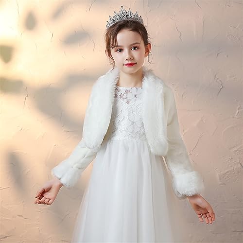 Girls Faux Fur Wrap Shawl Flower Kids Princess Cape Wedding Bolero Jacket Shrug for Party Evening2