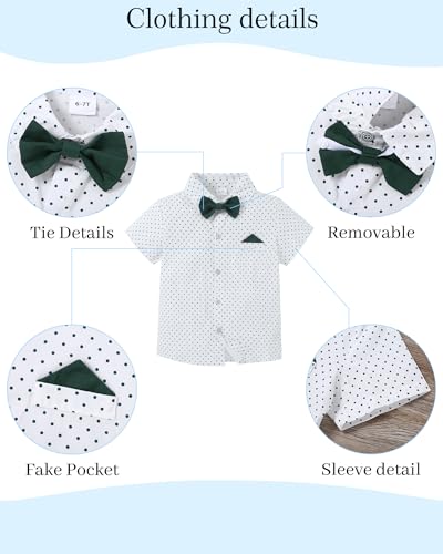 DISAUR Boy Clothes Suits, Big Kid Dress Shirt with Bowtie + Suspender Pants Outfit Sets Gentleman Wedding 6-10 Years - Image 5