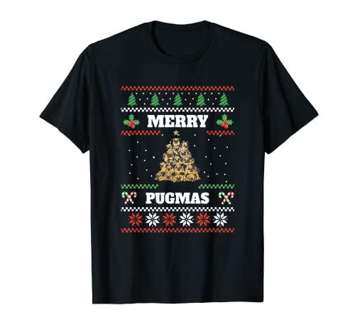 Merry Pugmas Pug Dog Funny Ugly Christmas Sweater T-Shirt