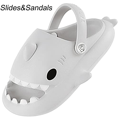 Image of KVbabby Kids Shark Slides Boys Girls Cloud Sandals | Cloud Sandals，Open Toe，Beach Pool Water Shoes，Slip-on，Lightweight，Non-Slip，Soft，Flexible，EVA Slippers