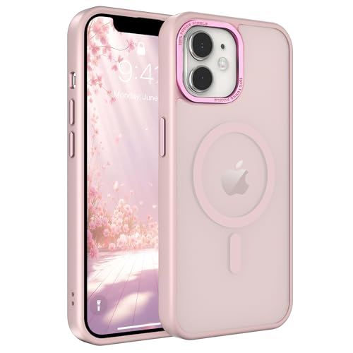 Image of Magnetic iPhone 11 case,Compatible with Magsafe, Military-Grade Protection,Slim Translucent Matte Shockproof with Anti-Scratch Anti-Fingerprint Phone Cover (Pink, iPhone 11)