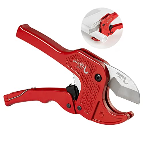 Jetech Hose And Pipe Cutter For Pvc, Ppr, Pex, Pe Pipes And Tubes,Ratcheting Pvc Pipe Cutter 1-5/8 Inch One-Hand Fast Pipe Cutting Tool With Stainless Steel Blade,Diameter Up To 35Mm #TOP1