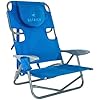 Ostrich the Heavy-Duty Backpacker, Portable Beach Chair with Face Hole, Adjustable Lounge Chair with Face Opening, Cup Holder, 325lb Capacity, Blue