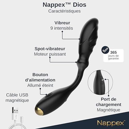 Masseur prostate vibrant Nappex Dios à vagues de vibrations réglables - 4