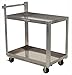 Vestil SCA2-2840 Aluminum Service Cart, 4" Rubber Casters with 2-Swivel and Rigid, 660 lb Capacity, Overall WxLxH (in.) 27.875 x 42.25 x 40.625, Shelf Size Width (in.) 27-5/8, Shelf Size Length (in.) 40, Top Shelf Height (in.) 33-3/8