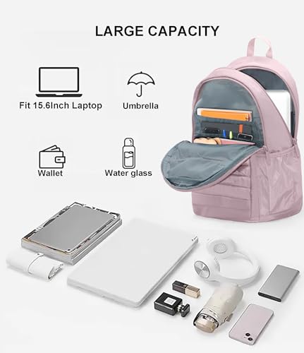 KEOFID Travel Backpack for Women, Womens Work Backpacks, Backpack Purse, Back pack for College Girls, Carry-On Travel Backpacks,Pink Bookbag (Light Pink)3