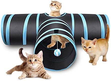 Creaker 3 Way Cat Tunnel, Collapsible Pet Toy Tunnel Ball Cat, Puppy, Kitty, Kitten, Rabbit