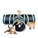 3 Way Cat Tunnel, Creaker Collapsible Pet Toy Tunnel with Ball for Cat, Puppy, Kitty, Kitten, Rabbit (T-shaped)