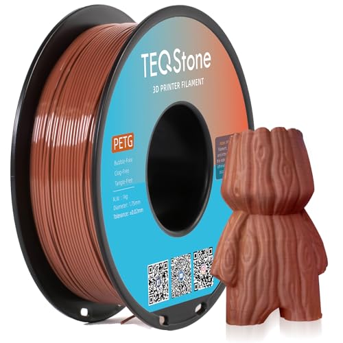 TEQStone PETG Filament 1.75 mm Brown 1 kg, Dimensional Accuracy +/-0.02 mm Spool Clean Wrapped 3D Printer Filament Vacuum Packaging