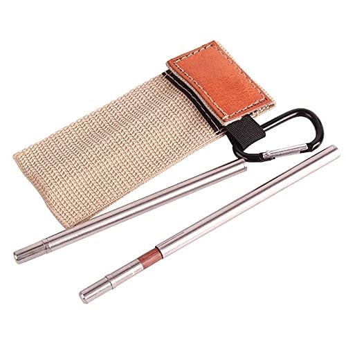 Baguettes, Baguettes Chinoises Chop Sticks 1 Pair Wood Stainless Steel Folding Chopsticks for Travel Outside Bivouacking Picnic Foldable Retractable Chopsticks Tableware,