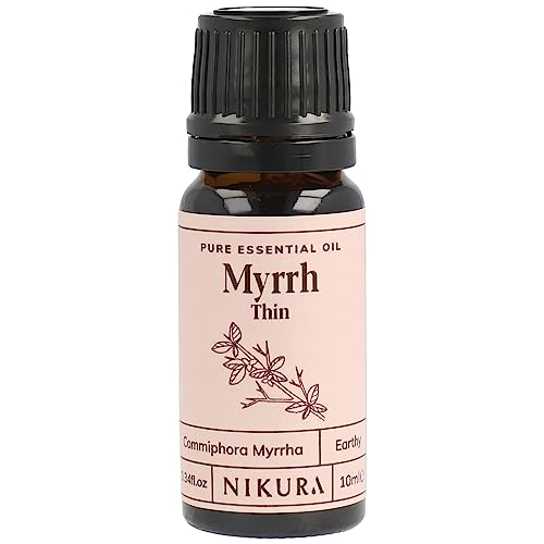 Nikura Myrrh Essential Oil - 10ml | 100% Pure Natural Oils | Perfect for Aromatherapy Diffusers Soap Making Candle Making | Great for Skin Headache Relief | Vegan & UK Made