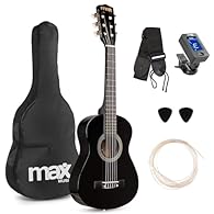 Perfect Starter Acoustic Guitar for Kids – This Max SoloArt Junior 1/4 kids guitar is designed for ages 4-8, offering a compact, lightweight design that ensures easy handling for beginners learning to play. Child-Friendly Nylon Strings – Featuring so...