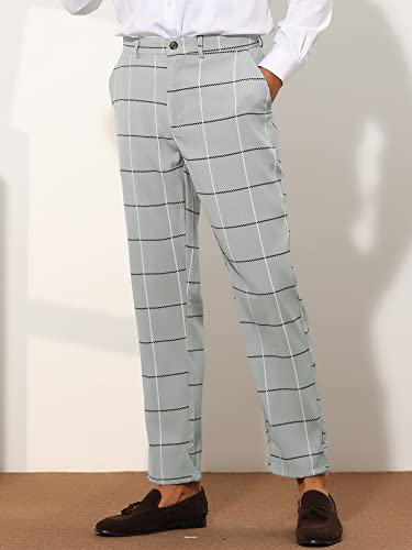 Lars Amadeus Plaid Dress Pants for Men's Regular Fit Tapered Checked Business Trousers2