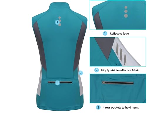 Image of Little Donkey Andy Women's Half Zip Breathable Cycling Vests Reflective Sleeveless Jerseys Shirts Golf 4 Rear Pockets