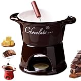 Schokoladen-Käse-Fondue-Topf-Set, komplettes Käsefondue-Sets mit Gabeln, Mini-FonduePot Schokoladen-Fondue-Tasse, Porzellan-Schmelztopf, für Zuhause, Restaurant und Café (braun)