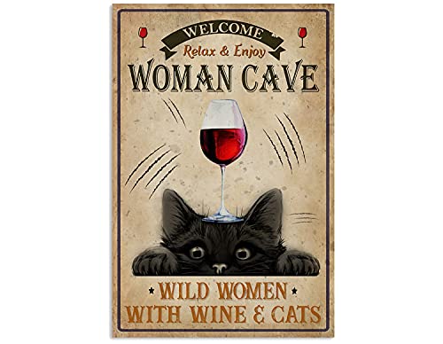 Dreacoss Affiche de vin et de chats, poster femme grotte de femme, poster pour amoureux du vin, impression artistique, décoration d'intérieur, poster femme sauvage 30,5 x 20,3 cm Cover
