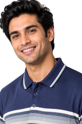 SANE ORIGINALS Full Sleeves Textured Polo Tshirt for Men Denim Blue - Image 3