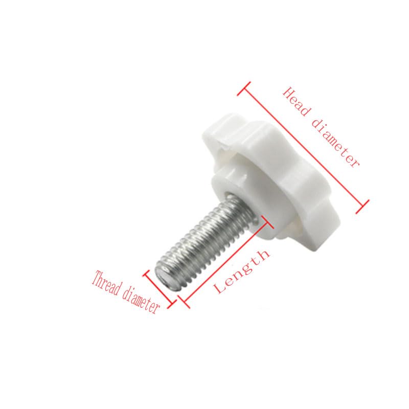 M4 Thumb Screw Torx Plastic Bolts Plum blossom Screws 25mm Head diameter White - (Size: M4x12mm(6pcs))