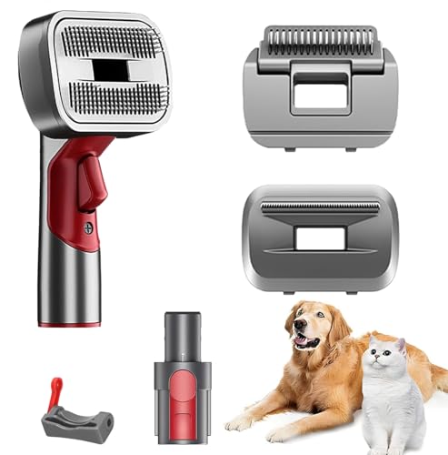 3-in-1 Tierhaarbürste für Hunde und Katzen kompatibel mit Dyson V7 V8 V10 V11 V12 V15 Haustierbürste mit Fellpflegeaufsatz Tierhaarentferner und Adapter