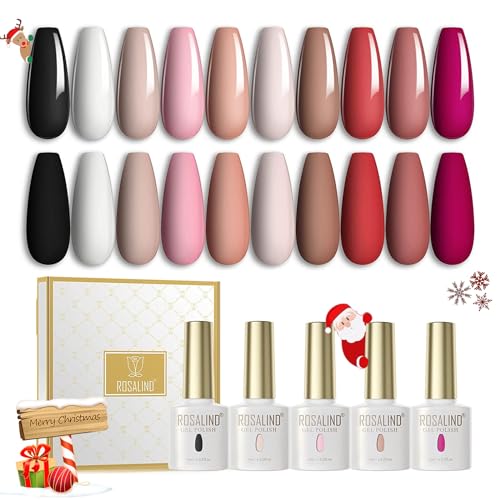 ROSALIND Esmaltes Semipermanentes para Uñas 10 Colores Kit Pintauñas Semipermanentes Uñas de Gel...