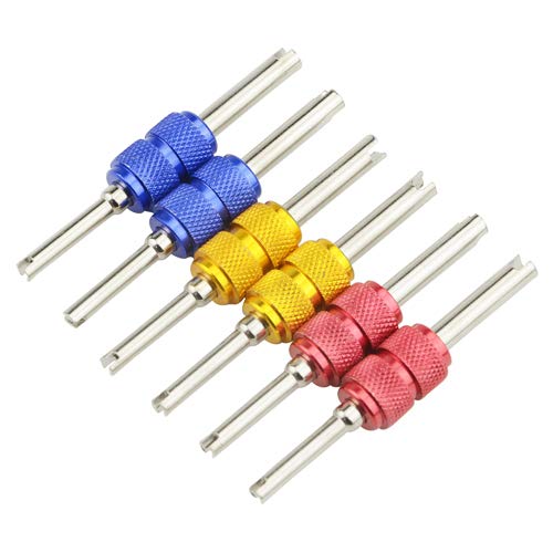 WMYCONGCONG 6 PCS R134A R12 Air Conditioner and Tire Valve Stem Core Remover Tool Double Head Valve Remover Installer Repair Tool