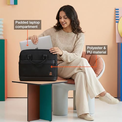 Image of Nasher Miles Briefcase & Messenger Bag | Lightweight PU & Polyester with Adjustable Strap, Fits Laptop | Ideal for Office & Travel | for Men & Women