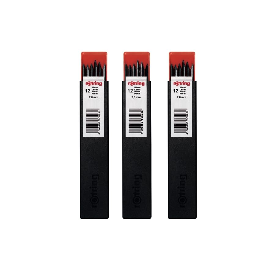 rOtring RG 300 Leads for gravity pencil, Black, 12 count (Pack of 3)