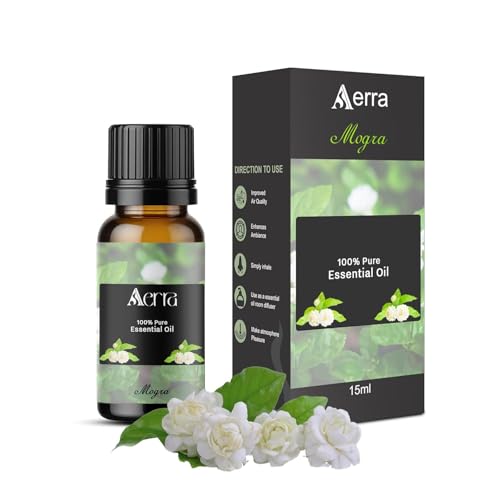 Image of Aerra Mogra Essential Oil 15ml | Diffuser 100% pure steam-distilled. Triple-tested purity. Amber glass + dropper. Soft floral aroma. Diffuser, aroma lamp, skin & hair. Potpourri. Vegan. Daily use.