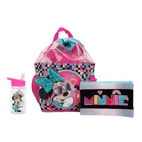 Bioworld Disney Minnie Mouse Youth 3-Piece Kids Drawstring Backpack Set