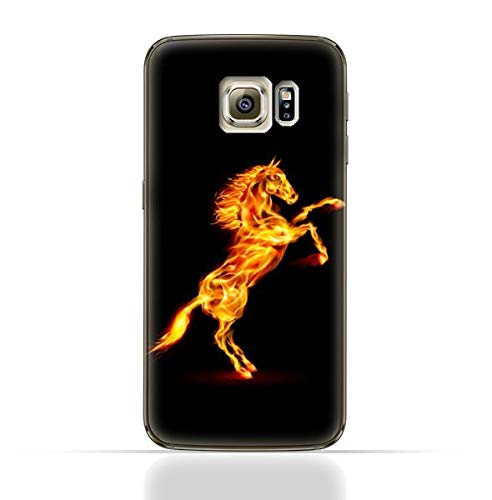 AMC Compatible with Samsung Galaxy S6 Edge TPU Silicone Case with Horse on Flame Design