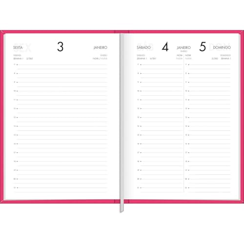 Tilibra - Agenda Executiva Costurada Diária 13,4 x 19,2 cm Napoli Feminina 2025 - Rosa