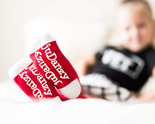 juDanzy Baby, Toddler & Kids Knee High Tube Socks For Boys & Girls With Grips (10-15 Years, Red/White)