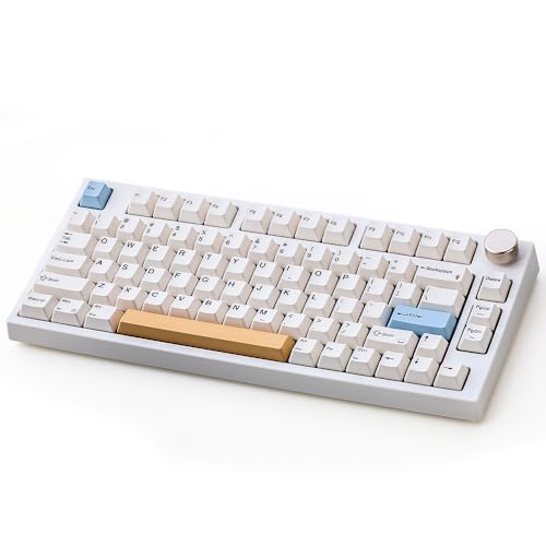 Image of NJ80-AP Wireless Mechanical Keyboard with Knob Bluetooth 5.0 /2.4G /Wired Connection 75% Hot Swappable Custom RGB Programmable Gaming Keyboard with PBT Keycap for Win Mac