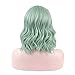DAOTS 14 Inches Curly Wigs with Bangs for Women Girls Heat Resistant Synthetic Hair Wig (Green)