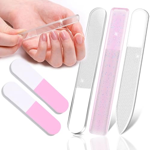 【2025年プロ推薦・おトク5本】爪磨き 爪やすり ガラス 精密ナノ技術 すぐ艶出しピカピカ爪が簡単実現!【人気3種ガラス爪ヤスリ&両面スポンジファイル2本・収納ケース付】爪先/爪形/爪表面整えつめやすり ガラスシャイナー ネイルファイル 爪ケア つや出し