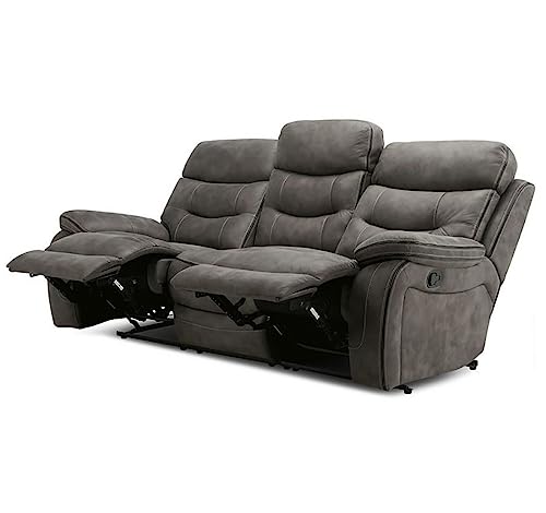 Image of Torque - Joel 3 Seater Fabric Manual Recliner | Recliner Sofa /Chair for Living Room, Bedroom, Office (Grey) | 1 Year Warranty