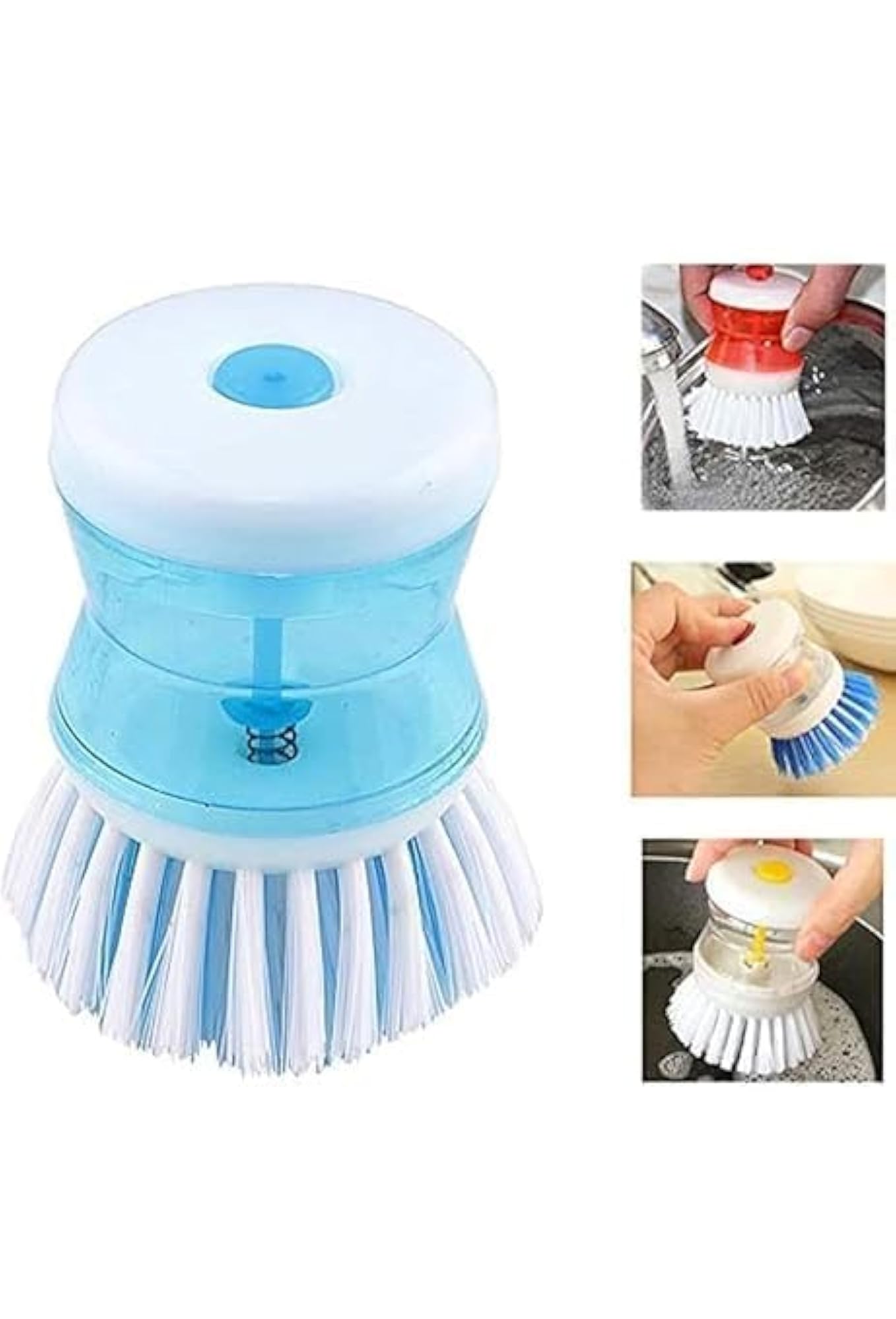 SID Washbasin Plastic Cleaning Brush with Soap Dispenser