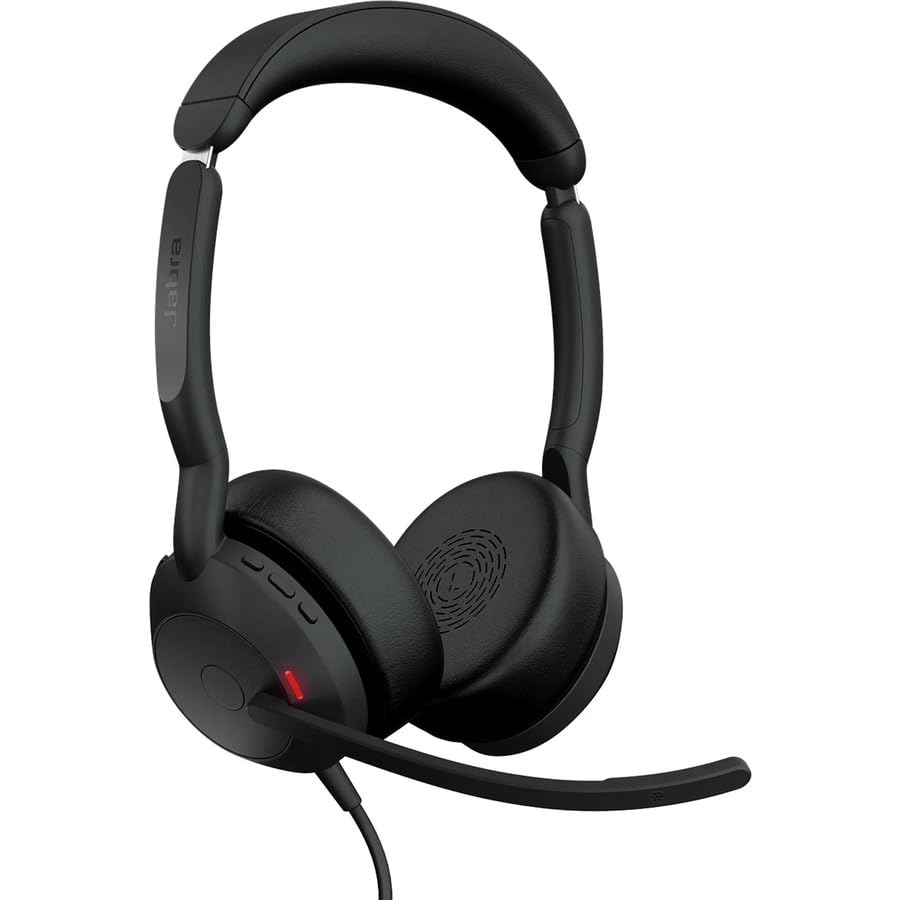 Image of Jabra Evolve2 50 Wired Mono Headset - with AirComfort Technology, Noise-Cancelling Mics & Active Noise Cancellation - Works with All Leading UC Platforms Such as Zoom & Google Meet - Black