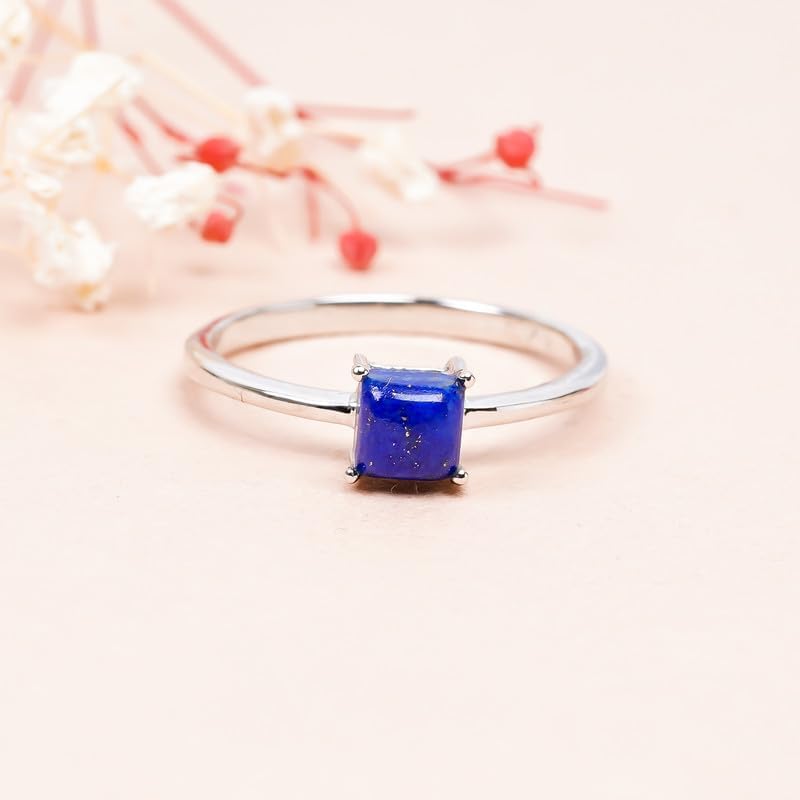 Bague d'anniversaire de mariage en argent et lapis-lazuli pour homme et femme - 2