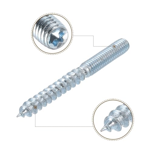Image of uxcell M6x60mm Hanger Bolts, 8pcs 31mm Wood Dowel Screw Self-Tapping Screw with 8pcs M6x24mm Threaded Insert Nuts Interface Hex Socket Drive, for Joint Furniture Legs