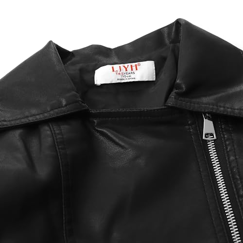 LJYH Girls Tassel Moto Faux Leather Short Jackets Classic Biker Fringe Cropped Coats4