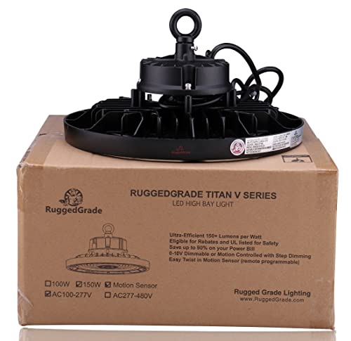 Ruggedgrade 150 Watt Titan 5 Motion Sensor Led High Bay Ufo Light - 22,000 Lumen - 5000K - Dlc Verified High Bay Led #TOP1