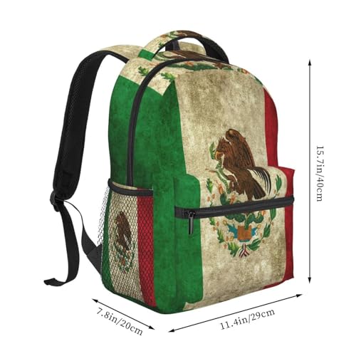 Mexican Flag Lightweight Backpack Travel Casual Bags for Women or Men 15.7 Inches2