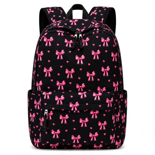 Image of LOIDOU Backpack for Girls School Backpacks Bookbags for Elementary Middle School Women Laptop Backpacks (Bow Tie Black, L-17)
