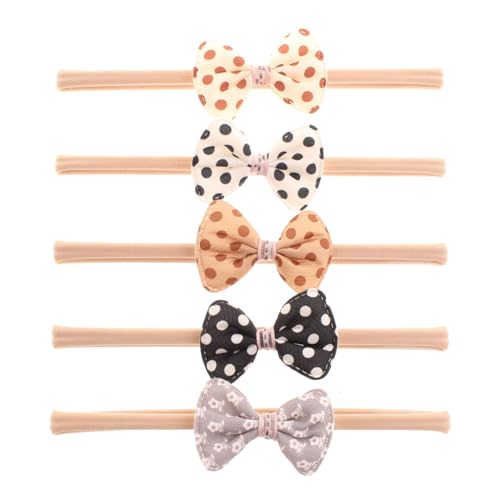 5 Pack Baby Bows Headbands Baby Girls Nylon Headbands Hairbands Hair Bows Hair Accessories for Newborn Infant Toddlers Kids