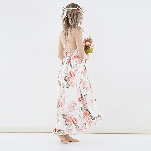 Flofallzique Floral Girls Maxi Dress Summer Vintage Kids Birthday Party Easter Dress(10 Years, Ivory) #TOP3